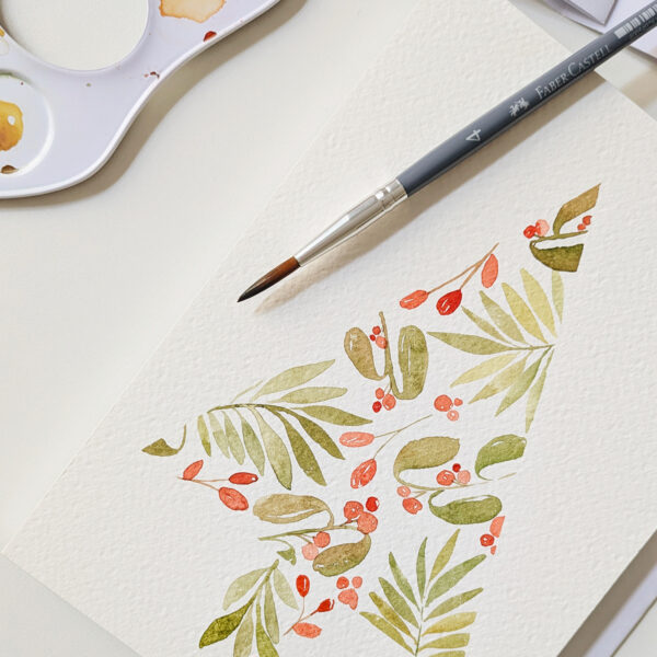Aquarell-Weihnachtskarte selber machen | Ocker Studio