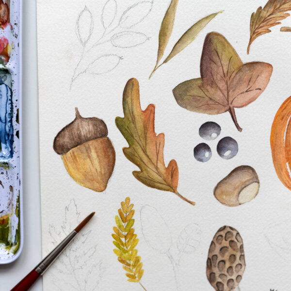 Herbstblätter malen: Aquarell-Workshop | Ocker Studio