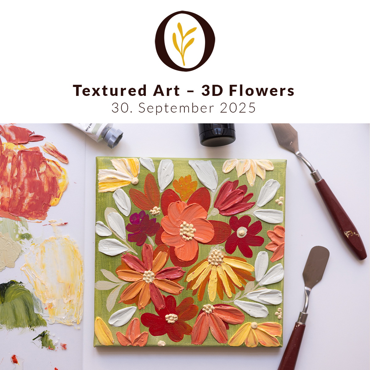 Textured Flowers auf Leinwand: Acryl-Workshop Wien | Ocker Studio